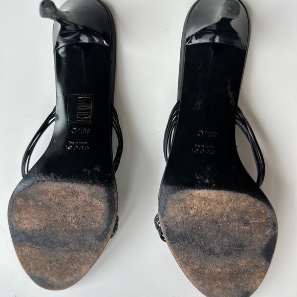 Gucci Mule Strappy Heel Leather Sandals Slip-on Size 38.5 - Picture 5 of 9